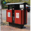 户外钢木果皮箱 室外垃圾桶定制 小区环卫钢木分类垃圾桶